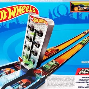 Hot Wheels Drag Race Champion Track Set with Dual-Track Loop, Dual Launch, 1 Car for 4 Years Kids