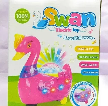 Dancing Swan Toy with Music, Flashing Lights and Flapping Wings Battery Operated Bump and Go music