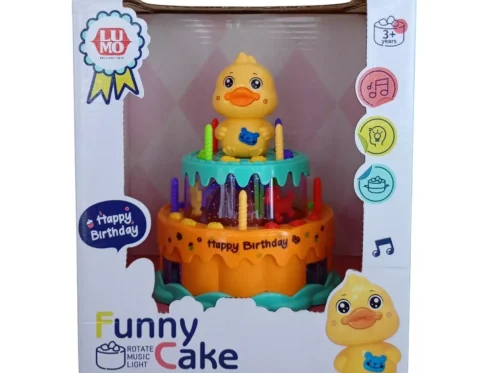 Happy Birthday Singing Cake Toy for Kids, Rotating Cake Toy with Light and Sound for Boys & Girls