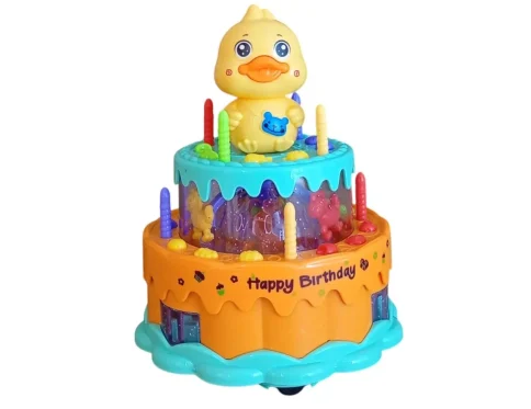 Happy Birthday Singing Cake Toy for Kids, Rotating Cake Toy with Light and Sound for Boys & Girls