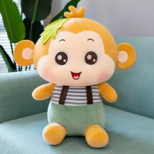 Monkey with Leaf Super Soft Stuffed Plush Toy 25 cm for Kids Birthday Gift (Random Color)