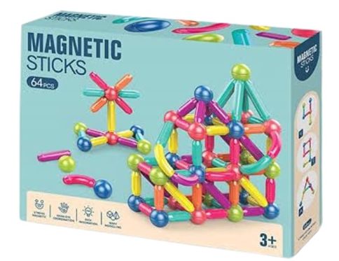 Magnetic Sticks Puzzle 3+yrs (64 pcs) Modern Age Trend Variable Magnetic Rod