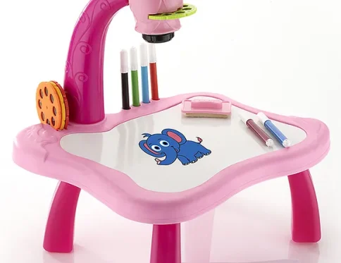 Drawing Projector Table with 24 Pattern ,Water Pens, Table Lamp for Creativity & Ed. 5+yrs Pink