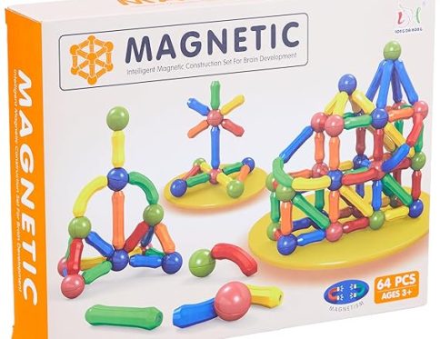 Magnetic Building Sticks Blocks Kids Toys, Learning Sticks, Balls, Toys for kids, Educational 64 set