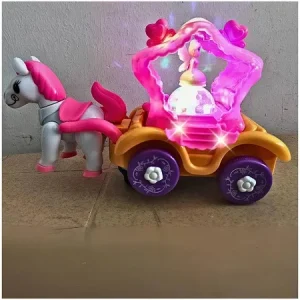 Musical horse with Carriage and Flashing Rotating Lights Toys for Boys and Girls
