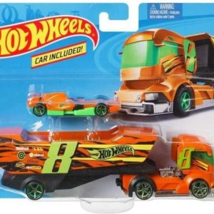 Hot Wheels Super Rigs Big Rig Heat Truck with Die-Cast Car Fiery Hauler Fun for Kids & Collectors