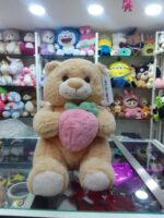 L.Brown Soft Teddy with Strawberry 35 cms
