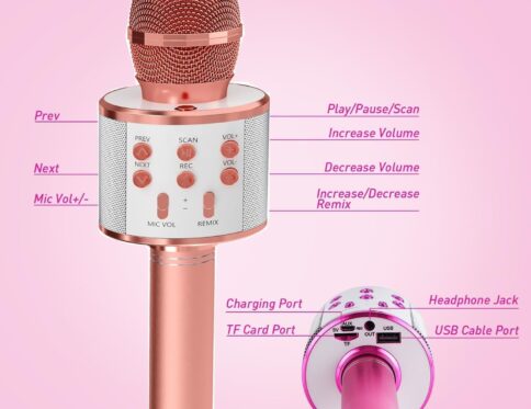 Karaoke Wireless Bluetooth Mic for Singing / Rechargeable Kids Mic with Speakers 3-12 Years Assorted