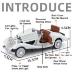 Mercedes-Benz Classic 500K Diecast Metal Vintage Retro Pull Back Toy Car Gift for Kids - White - Image 3