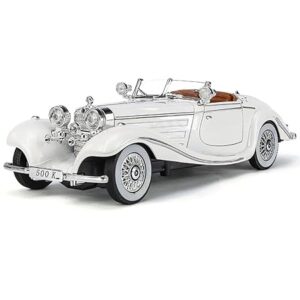 Mercedes-Benz Classic 500K Diecast Metal Vintage Retro Pull Back Toy Car Gift for Kids – White