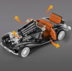 Mercedes-Benz Classic 500K Diecast Metal Vintage Retro Pull Back Toy Car Gift for Kids - Black - Image 2
