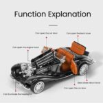 Mercedes-Benz Classic 500K Diecast Metal Vintage Retro Pull Back Toy Car Gift for Kids - Black - Image 4