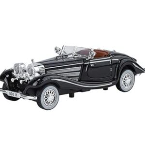 Mercedes-Benz Classic 500K Diecast Metal Vintage Retro Pull Back Toy Car Gift for Kids – Black