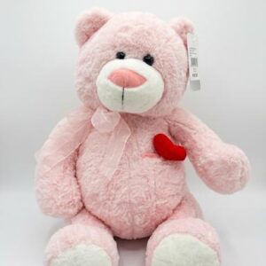 Pink Teddy with Red Heart - Medium