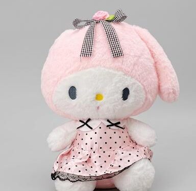 Cute Melody Big Eared Stuffed with frock pink & black