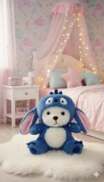 Stitch Hoodie Teddy Bear Blue - Medium - Image 3