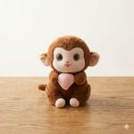 Cute Monkey With Peach - Brown - Image 5