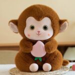 Cute Monkey With Peach - Brown