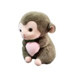 Cute Monkey With Peach - Grey - Image 2