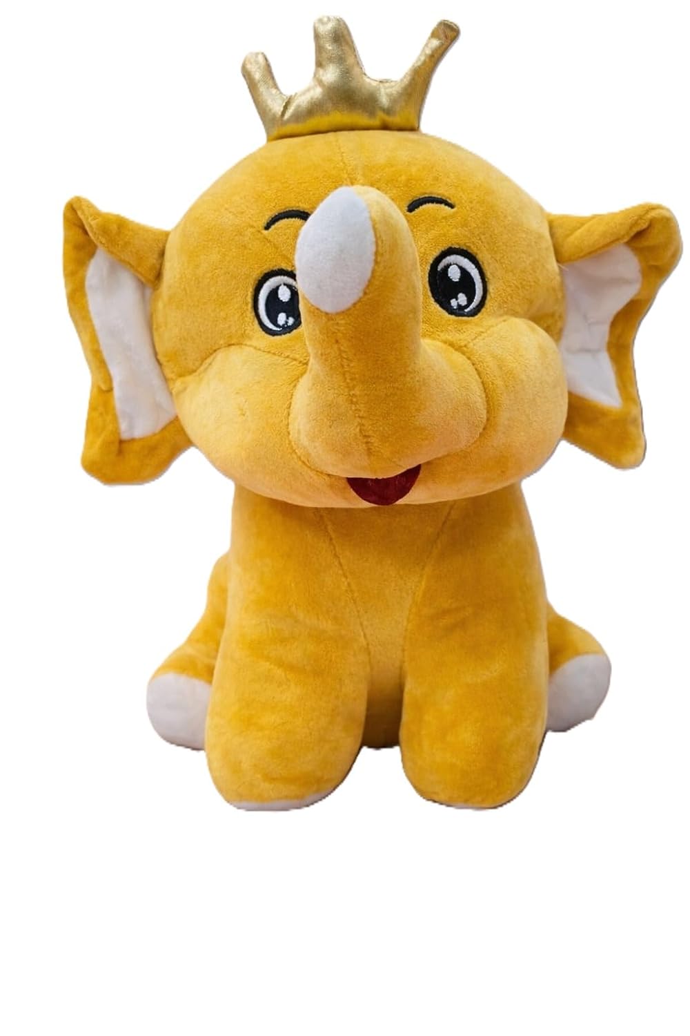 3138207 Cute Crown Elephant Plush Toy - Yellow - Image 1