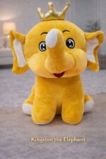 Cute Crown Elephant Plush Toy - Yellow - Image 3