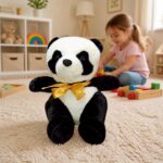 Sitting Panda with Golden Bow - 25 CM