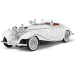 Mercedes-Benz Classic 500K Diecast Metal Vintage Retro Pull Back Toy Car Gift for Kids -White